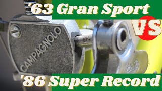 1963 Campagnolo Gran Sport Derailleurs vs 1986 Super Record on a Frejus Super Corsa Road Bike [upl. by Natanoy]