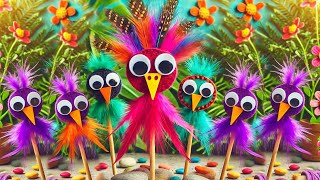 DIY Colorful Feathered Bird Crafts 🐦  Easy craft to do at home diy craft craftyfun kids [upl. by Hyrup]