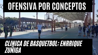 OFENSIVA POR CONCEPTOS BASQUETBOL  CLINICA DE BASQUETBOL ENRRIQUE ZUÑIGA [upl. by Llenart]