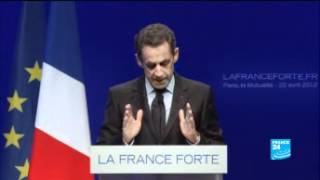 French President Nicolas Sarkozy addresses crisis during speech to supporters in Paris [upl. by Medarda]