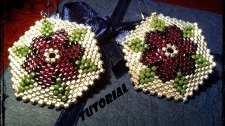 Tutorial DIY Orecchini peyote fiori quot Velvet passionquot earrings Xmas theme [upl. by Vadim863]