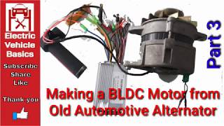 How to Convert a Car Alternator to work like a BLDC Motor for ebike Part 3  EVBasics [upl. by Glover158]