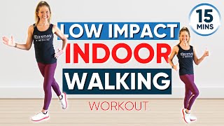 Low impact indoor walking workout 15 minute ONE MILE CHALLENGE [upl. by Nannerb]