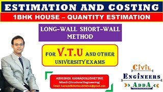 ESTIMATION OF A 1BHK HOUSE BY THE LONGWALL SHORTWALL METHOD [upl. by Balch]