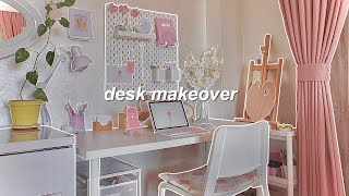 aesthetic desk makeover 🎀  pinterest inspired ✨ [upl. by Lewison]