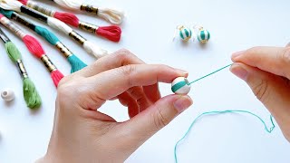 刺繍糸で簡単ピアスの作り方！かわいい手作りアクセサリー ［刺繍糸で作る小物］  DIY Easy Earrings  Eembroidery thread crafts [upl. by Varden]