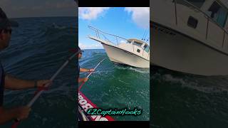 Using the EZ Captain Hook to attach to a vessel in rough seas Fun trying to judge the gap boatus [upl. by Zrike912]