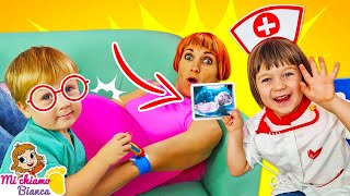 Perché alla mamma fa male la pancia Giochi del dottore con la bambina Bianca Video per bambini [upl. by Yerfej297]