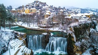 Kraljevski grad Jajce zimi  Dronba [upl. by Benco]