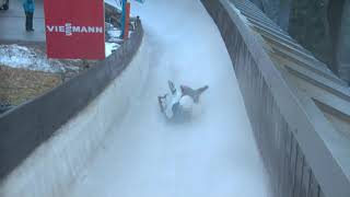 KashkinKorshunov RUS crash on Winterberg Luge World Cup [upl. by Iknarf]