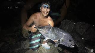 Ulua fishing 2017 Kanoni Point Big Island Hawaii [upl. by Hanah]