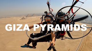 FLYING OVER THE PYRAMIDS OF GIZA Worlds First Paramotor Foot Tandem Adventure in Giza HD [upl. by Pitt]