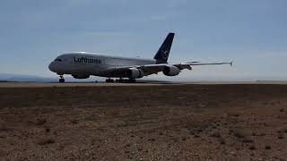 Lufthansa A380 reg DAIMD arrival at Teruel Spain for long term storage [upl. by Alihs]