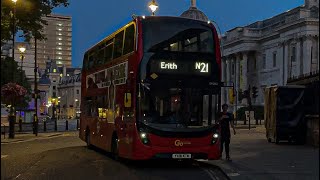 Full Route Visual  London Night Route N21 Trafalgar Square  Bexleyheath Tn Ctr EH262  YX18 KTN [upl. by Aehsrop]