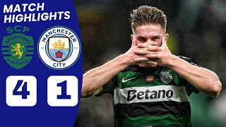 Sporting vs Man City 41 HIGHLIGHTS  Viktor Gyokeres Goal vs Man City Amorim vs Pep [upl. by Ammadis768]