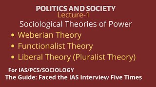 Sociology Theories Of Power Weberian Functionalist Pluralist Theory For UPSCIASSOCIOLOGY [upl. by Maurice]