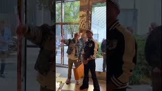 Pharrell Williams drives Cybertruck to Louis Vuitton store in Miami [upl. by Llimaj]