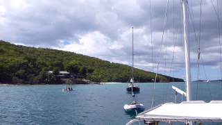 Mooring Our Sailboat  Honeymoon Beach St John USVI [upl. by Daahsar]