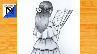 How to draw a Girl reading book Drawing easy  Pencil sketch for beginner  Drawing tutorial [upl. by Akino496]