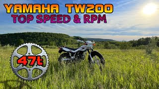 Yamaha TW200 w 47T Sprocket Top Speed amp RPM 4K [upl. by Vargas]