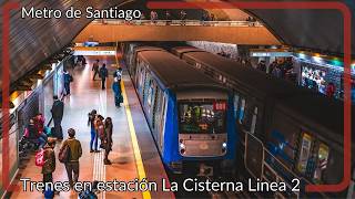 Trenes Alstom realizando servicio en Estación La Cisterna de Linea 2 2023  Metro de Santiago [upl. by Cower]