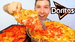 HOT DORITOS CHEESY PIZZA • Mukbang amp Recipe [upl. by Gardener523]