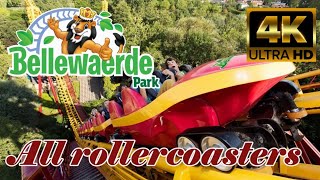 All rollercoasters Bellewaerde Park 2022 Onride 4K [upl. by Dagna]