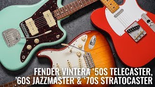 Fender Vintera Stratocaster Telecaster and Jazzmaster Demo  Guitarcom [upl. by Wolram429]