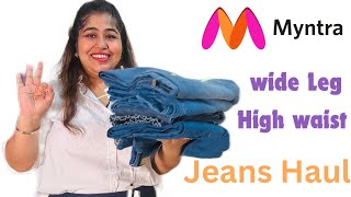 Myntra haul Myntra High WaistWide Leg Jeans Haul Jeans For Curvy Girls [upl. by Sucramraj]