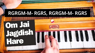 How to Play Om Jai Jagdish Hare Aarti on Harmonium Notations [upl. by Anaitit]