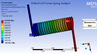 Helical Coil Torsion Spring Analysis I Static Structural I ANSYS Workbench I Basic Tutorials [upl. by Guy18]