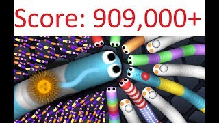 World record in slitherio  Score  909000 High lights 세계 기록 世界記録 [upl. by Osrock]