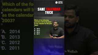 Reasoning Calendar Tricks PW OPSCWallah Shorts [upl. by Leinnad663]