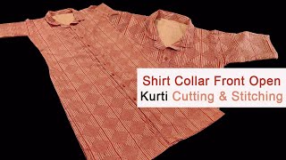 Shirt Collar Front Open Kurti cutting amp stitching in malayalam  AdornHub [upl. by Wilson496]