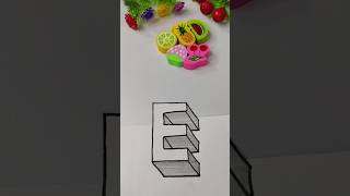 very easy how to drawing 3d floating latterquotE anamorfic illusionkidsdrawingviralartwork [upl. by Bartle]