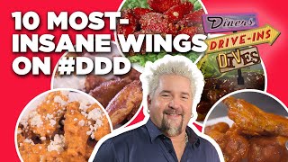 10 MostInsane Chicken Wings on DDD with Guy Fieri  Diners DriveIns and Dives  Food Network [upl. by Charissa]