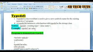 typedef in CLanguage Practical  TYPEDEF  typedef  C Programming [upl. by Tai]