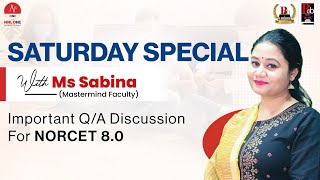 Saturday Special Live QampA Session with Ms Sabina  NORCET 80 Preparation [upl. by Ayom]