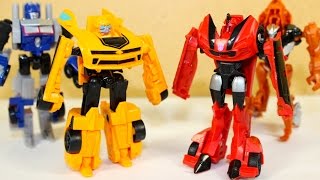 TRANSFORMERS 4 amp 6 STEP STINGER BUMBLEBEE OPTIMUS GRIMLOCK ACTION FIGURES [upl. by Vani]