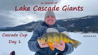 Lake Cascade Giants  Cascade Cup Day 1  Ice Fishing Tournament for Jumbo Perch fishing [upl. by Norb]