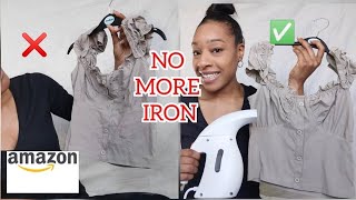 HOW TO GET CREASES OUT CLOTHES WITH STEAMER  HACK WHO NEEDS A IRON  LAZY  AMAZON BUY [upl. by Rusel]