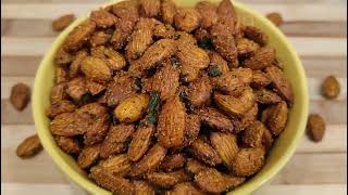 Spicy Roasted Masala Almonds  Roasted Dryfruit Masala  Perfect Masala Badam Munchies [upl. by Nysila]