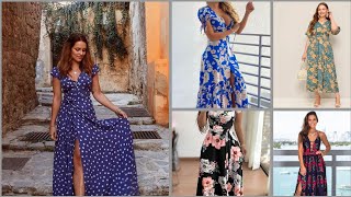 HERMOSOS VESTIDOS LARGOS ESTAMPADOS de moda mujer 2021 [upl. by Adraynek79]