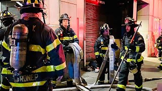 FDNY BOX 0838  FDNY OPERATING FOR COMMERCIAL 1076 GAS FED STOVE FIRE IN RESTAURANT ON 48TH STREET [upl. by Assirat356]