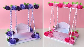 How to make a Paper Swing  DIY Miniature Swing Making at Home  Paper Crafts Idea [upl. by Esenahs]