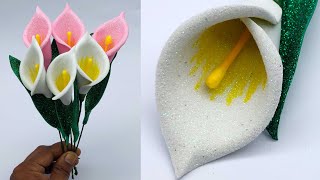 Easy Paper Tulip Flower  Flowers from foamiran DIY  How to Make Flowers From Glitter Foamiran [upl. by Hawk762]