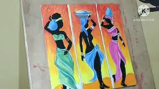 Tribal African Women drawingTraditional African women drawing Acrylic painting [upl. by Raamal67]