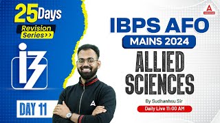 IBPS AFO Mains 2024  Allied Science Class 11  By Sudhanshu Sir [upl. by Letnahc]