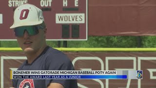 Okemos Caleb Bonemer repeats as Gatorade Michigan Baseball Player of the Year [upl. by Annahpos]