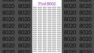 challenge yourselft to spot 8002 in 3 seconds iqtest shorts [upl. by Alleinnad609]